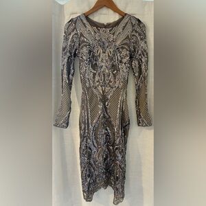 NEW YEARS EVE Dress DONE!
Betsy & Adam Elegant Sequin Silver Long Sleeve Dress